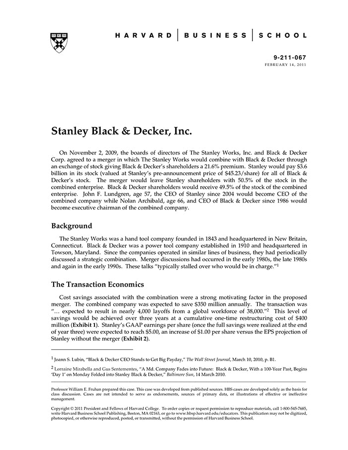 Stanley Black Decker Inc