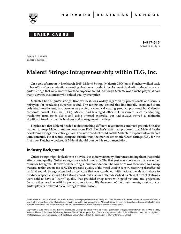 Malenti Strings Intrapreneurship within FLG Inc