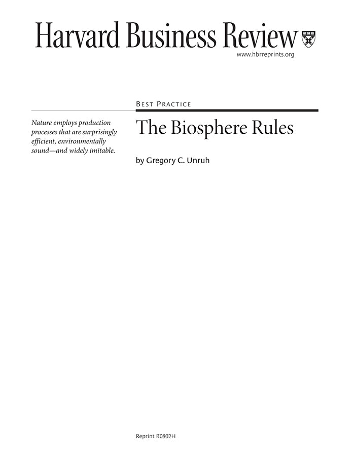 The Biosphere Rules Harvard Business School Publishing