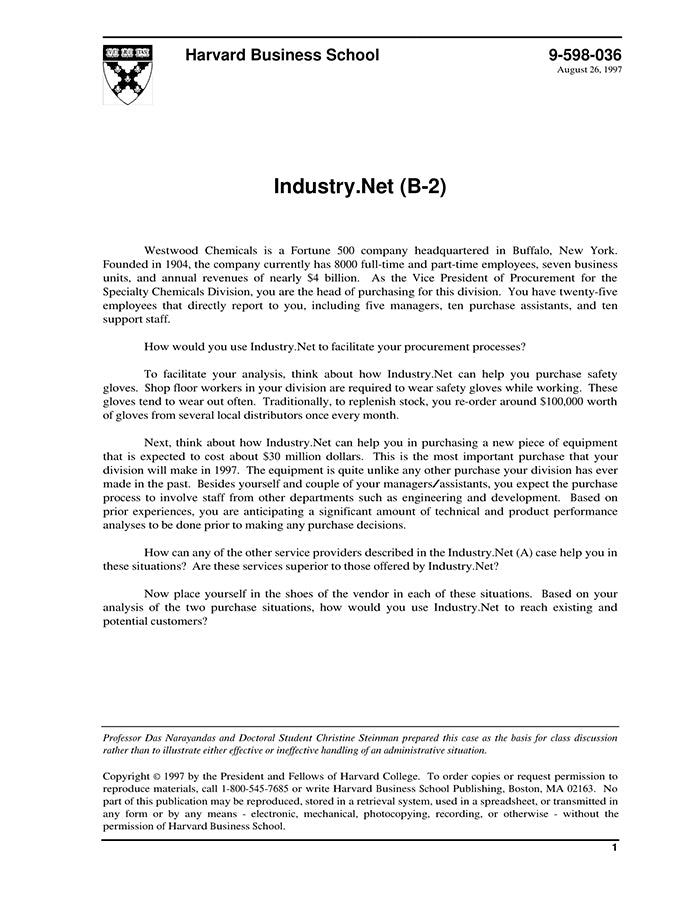 Hbsp Industry.Net (B2) – Harvard Business School Publishing