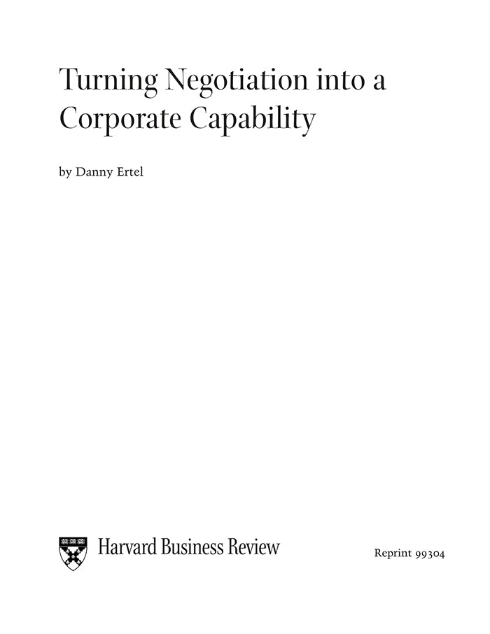 Turning Negotiation into a Corporate Capability – Harvard Business ...