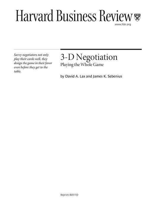 3-D Negotiation: Playing the Whole Game