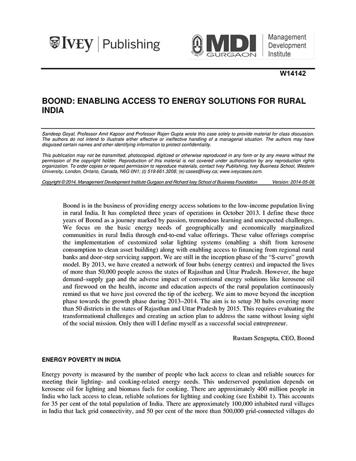 Boond Boond: Enabling Access to Energy Solutions for Rural India – Harvard ...