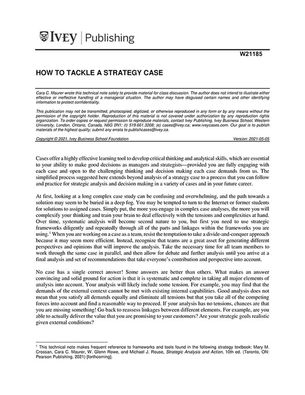 How to Tackle a Strategy Case Harvard Business School Publishing